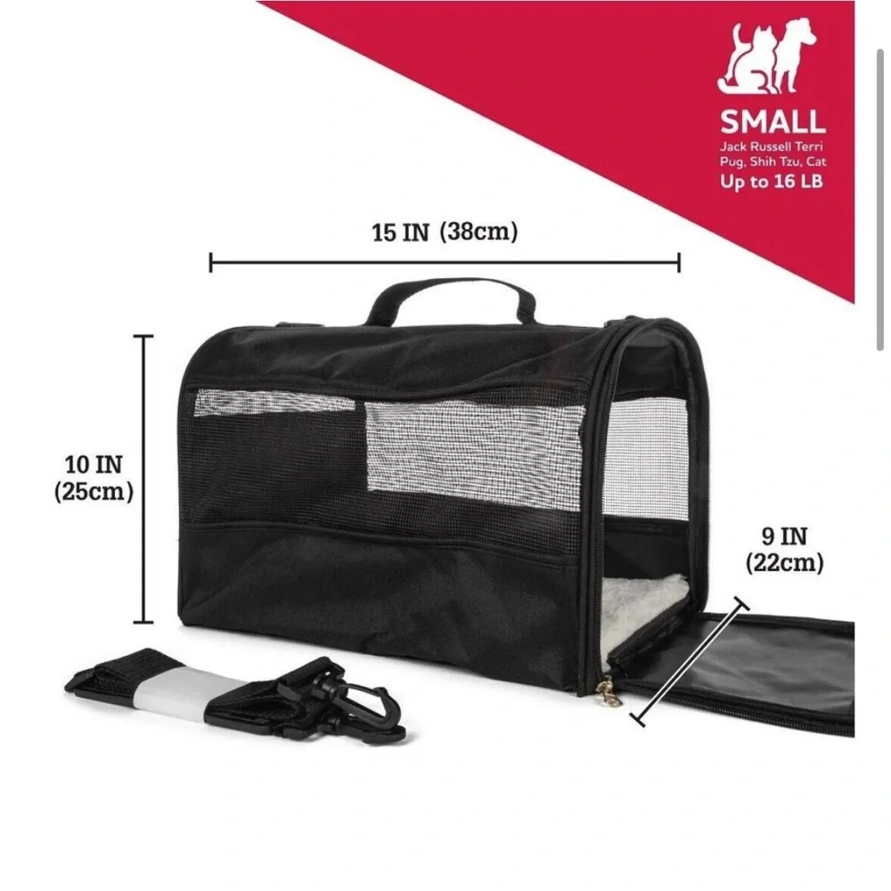 Vibrant Life Small Guaranteed on Board Soft-Sided Pet Carrier, Black,16 lb Limit